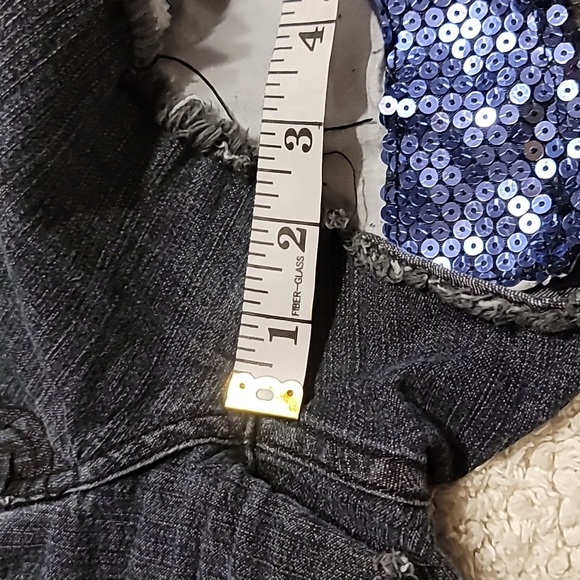 Y2K low waisted Micro Short SEQUIN pocket detail low waisted vintage retro cut - Picture 10 of 11